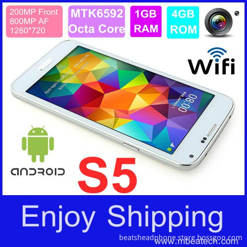 Free shipping 1GB RAM 4G ROM MTK6589 Octa core Samsung I9600 S5